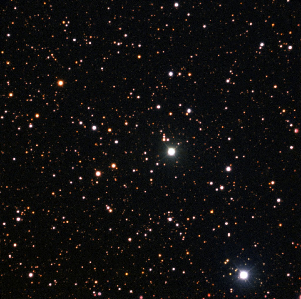 This image from the New Technology Telescope at ESO’s La Silla Observatory shows Nova Centauri 2013 in July 2015 as the brightest star in the centre of the picture. This was more than eighteen months after the initial explosive outburst. This nova was the first in which evidence of lithium has been found.